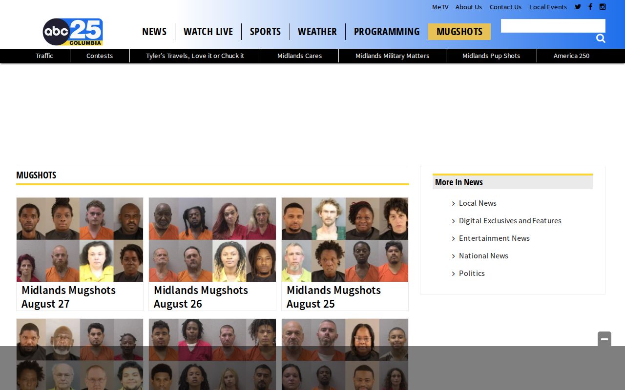 ABC Columbia regional mugshots archive with Fairfield County context limits
