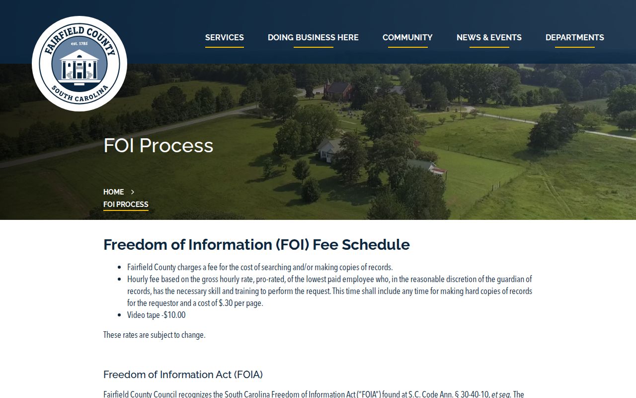 Fairfield County booking-record FOIA process page